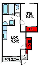 ニューナチュラルハイム 1LDKの間取図画像