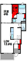 グローヴパークA 1LDKの間取図画像