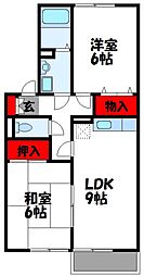 サンハイム・田熊 2LDKの間取図画像