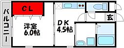 ソレイユ・コート 1DKの間取図画像
