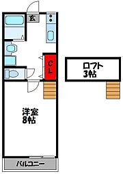 シエロ赤間 1Kの間取図画像