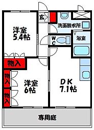 ルミナス・ヨシダB 2DKの間取図画像