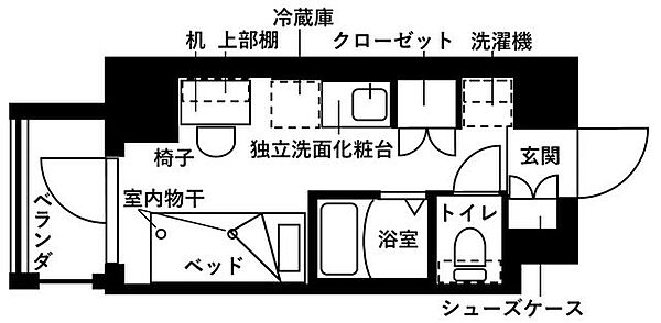 フレンシアエール仙川 ｜東京都調布市仙川町２丁目(賃貸マンション1R・2階・16.25㎡)の写真 その2