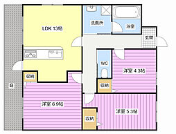 アートピア西都台 3LDKの間取図画像