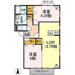 フォレスト 2LDKの間取図画像