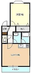 コープE 1LDKの間取図画像