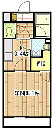 フォンテーヌ 1Kの間取図画像