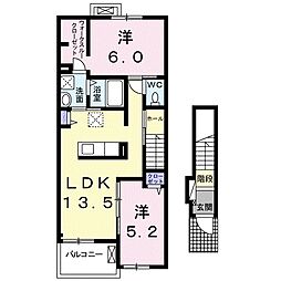 ノースヒル 2LDKの間取図画像