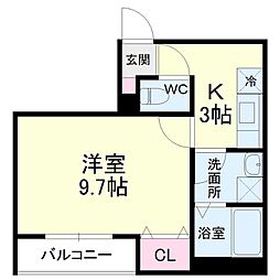 フラット・フォース 1Kの間取図画像