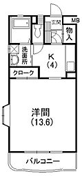ディアコート 1Kの間取図画像