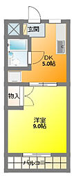 メゾンドIIDA 1DKの間取図画像