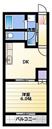 グランデージフルール1 1Kの間取図画像