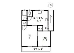 コーポはなやしき 2Kの間取図画像
