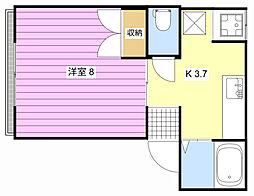 メゾン初生 1Kの間取図画像