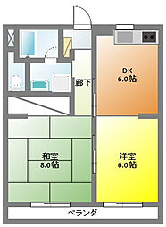 マンハイム伊藤2 2DKの間取図画像