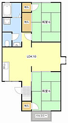 ハピネスエル 2LDKの間取図画像
