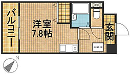 エイワマンション竜禅寺 ワンルームの間取図画像