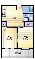 エルデム岡崎A 2DKの間取図画像