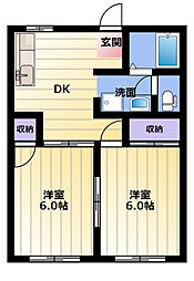 サントピアB 2DKの間取図画像