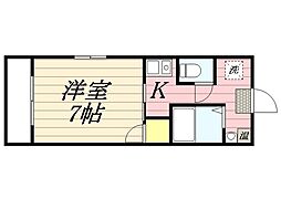 レイクルイーズ 1Kの間取図画像