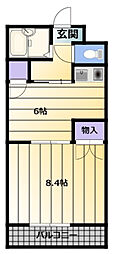 プリンスヴィラ 1DKの間取図画像