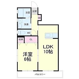 プリントス2 1LDKの間取図画像