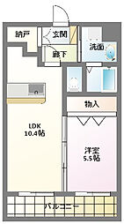 エスペランサ大門 1LDKの間取図画像