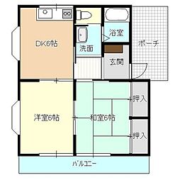 ドエル・富塚C 2DKの間取図画像