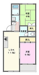 上島キャステール 2LDKの間取図画像
