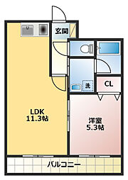 サウスコート 1LDKの間取図画像