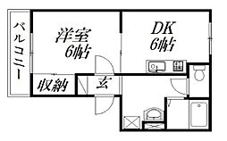レガーロ鴨江 1DKの間取図画像