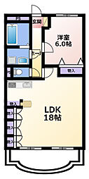 クレール浜松1 1LDKの間取図画像