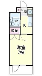 上島コモンコートD 1Kの間取図画像