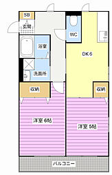 さつき荘 2DKの間取図画像