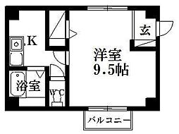 イシイフォーチュン 1Kの間取図画像