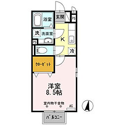 サニーコート丸領A 1Kの間取図画像