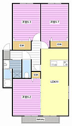 サンビレッジ神田C 3LDKの間取図画像