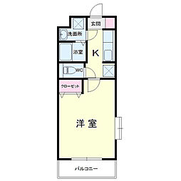 サンテラス植松 1Kの間取図画像