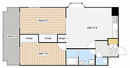 アルテッツァ紺屋町 2LDKの間取図画像