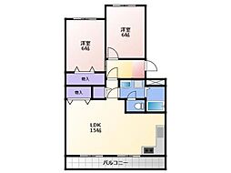 セントラルハイツA 2LDKの間取図画像