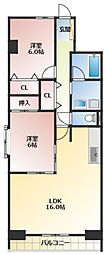 シティープラザ浜松 2LDKの間取図画像