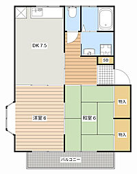 エスポワールミユキB 2DKの間取図画像