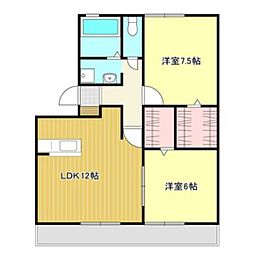 メゾンベルコリーヌ 2LDKの間取図画像