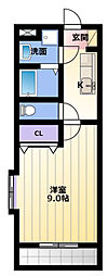 グレイス・ベル 1Kの間取図画像