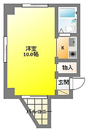エバグリーンプレイス 1Kの間取図画像