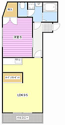 コーポ内山 1LDKの間取図画像