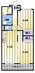 ピエールフェローニ 2DKの間取図画像