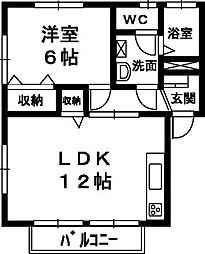 サニーサイド21 1LDKの間取図画像