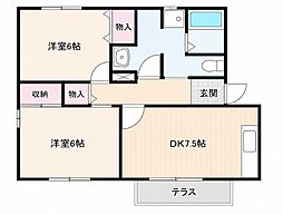 ピュア・エクセレント 2DKの間取図画像