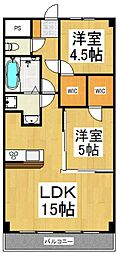 テルプシコレ東村山 2LDKの間取図画像